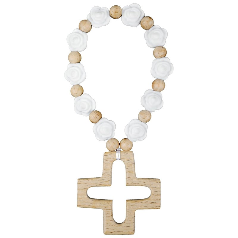 Sumalon Cross Baptism Silicone Rosary, First Communion Rosary Collection Shower Christian Communion Gifts - Image 1